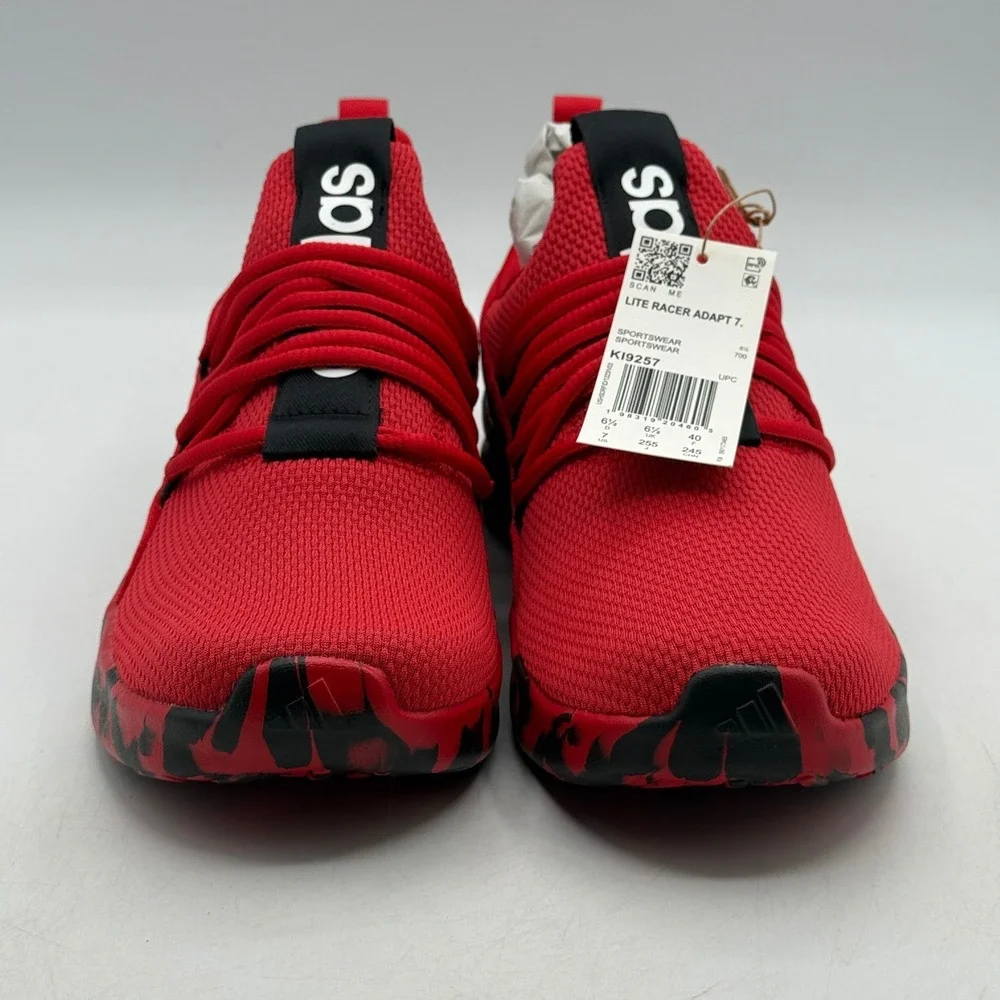 Adidas Lite Racer Adapt 7.0 Shoes Kids Size 7 Red Black Running KI9257
